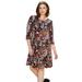 Plus Size Women's Madison 3/4 Sleeve Dress by ellos in Black Floral Print (Size S)