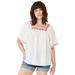 Plus Size Women's Embroidered Gauze Blouse by ellos in White (Size 10)