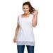 Plus Size Women's Lace Hem Tunic Tank by ellos in White (Size 5X)