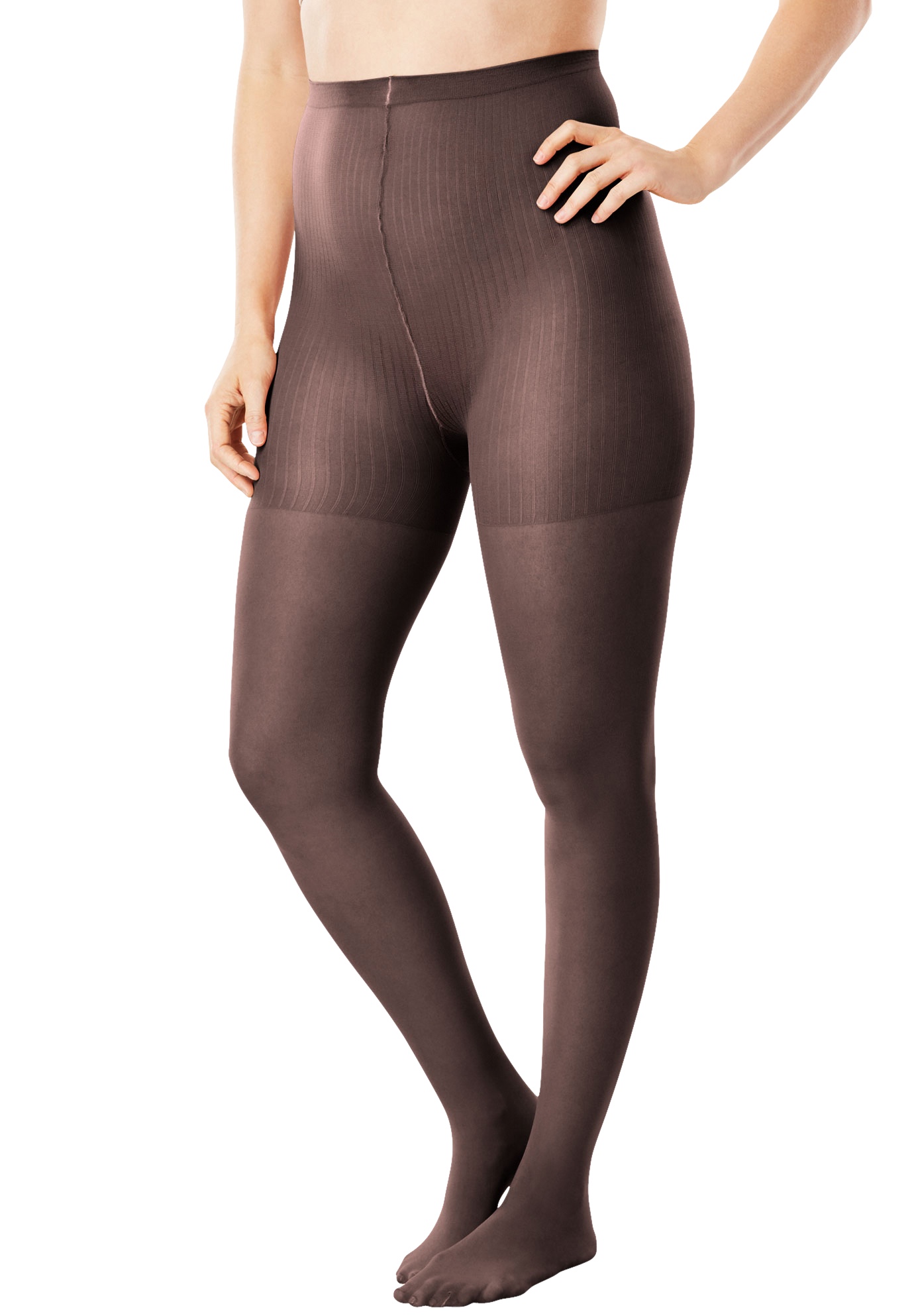 Plus Size Women's 2-Pack Control Top Tights by Comfort Choice in Dark Coffee (Size E/F)
