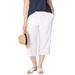 Plus Size Women's Linen Blend Drawstring Capris by ellos in White (Size 10)