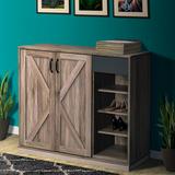 Gracie Oaks 4 Pair Shoe Storage Cabinet Manufactured Wood in Brown/Gray | 40 H x 16 W x 45 D in | Wayfair A8D7651CFD274E509042F6D37F868FFA