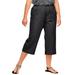 Plus Size Women's Linen Blend Drawstring Capris by ellos in Black (Size 26)