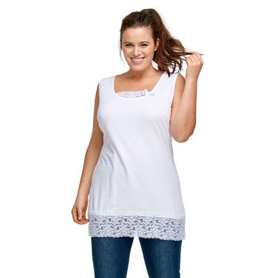 Plus Size Women's Lace Hem Tunic Tank by ellos in White (Size 2X)