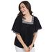 Plus Size Women's Embroidered Gauze Blouse by ellos in Black (Size 16)