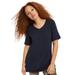 Plus Size Women's V-neck A-line Tunic by ellos in Black (Size S)