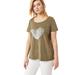 Plus Size Women's Love Ellos Graphic Tee by ellos in Burnt Olive Heart (Size 4X)