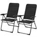 Costway 2 Pieces Outdoor Folding Patio Chairs with Adjustable Backrests for Bistro and Backyard-Black