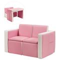 Costway Multi-functional Kids Sofa Table Chair Set-Pink