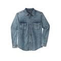 Men's Big & Tall Boulder Creek® Long Sleeve Denim and Twill Shirt by Boulder Creek in Light Wash (Size 3XL)