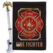 Breeze Decor Fire Fighter Impressions Decorative 2-Sided Polyester 40 x 28 in. Flag Set in Black/Red | 40 H x 28 W x 4 D in | Wayfair