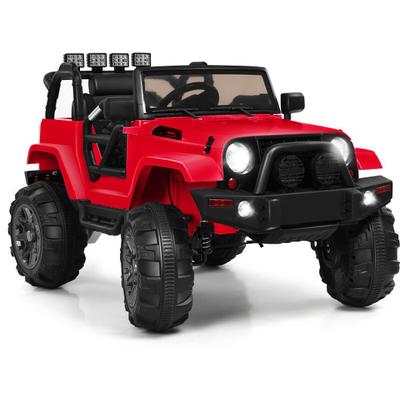 Costway 12V Kids Remote Control Riding Truck Car with LED Lights-Red