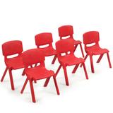 Costway 6-pack Kids Plastic Stackable Classroom Chairs-Red