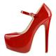 MissHeel Women's Mary Jane Shoes for Women Buckle Strappy Stiletto High Heel Court Shoes Wedding Dress Crimson Size 5
