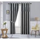 ZIMEL HOMES Crushed Velvet Band Silk Curtains (Pair) 6 wide coloured curtain choices -8 sizes-Fully Lined-Eyelet Ring Top Curtains-Faux Silk band top curtain pair with crushed velvet fabric base.