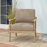 Birch Lane™ Evie Teak Patio Chair w/ Cushions Wood in Pink/Gray | 32.63 H x 28.5 W x 32.63 D in | Wayfair 480AFDAE060D4141AAF232E5742FCDFC