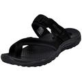 Skechers Women's-Reggae Rasta Thong Sandal, Black/Black/Black, 8 W US