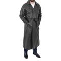 A1 FASHION GOODS Mens Full Length Leather Coat Black Long Double Breasted Trench Overcoat - Terry (XXX-Large)