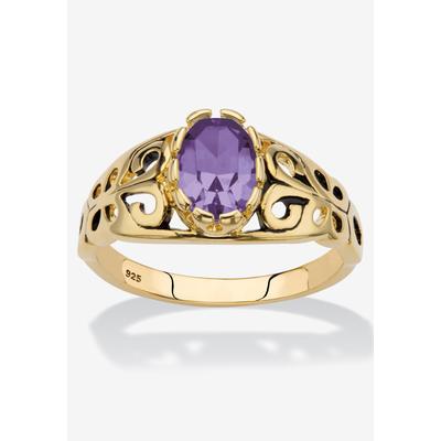 Gold over Sterling Silver Open Scrollwork Simulated Birthstone Ring by PalmBeach Jewelry in February (Size 7)