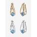 Silvertone 2 Pair Set Hoop Earrings (24x9mm) Round Simulated Blue by PalmBeach Jewelry in March