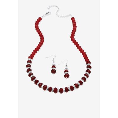 Silver Tone Graduated Necklace & Earring Set Simulated 18" plus 2" ext by PalmBeach Jewelry in January