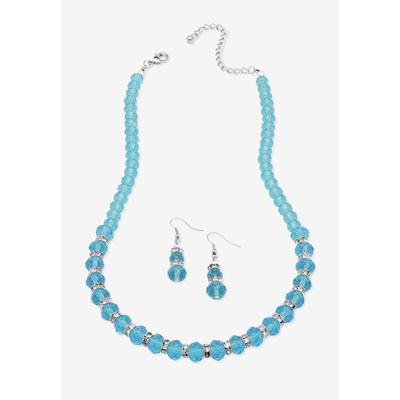 Silver Tone Graduated Necklace & Earring Set Simulated 18" plus 2" ext by PalmBeach Jewelry in December