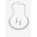 Silver Tone Graduated Necklace & Earring Set Simulated 18" plus 2" ext by PalmBeach Jewelry in April