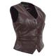Womens Soft Leather Waistcoat Slim Fit Vest Classic Gilet Black Brown Red Tan - Katy (Brown, 16)