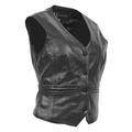 Womens Soft Leather Waistcoat Slim Fit Vest Classic Gilet Black Brown Red Tan - Katy (Black, 16)