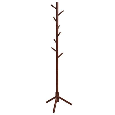 Costway 2 Heights Wooden Coat Rack with 8 Hooks-Walnut