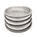 Between the Lines,'Rope Motif Wide Sterling Silver Band RIng'