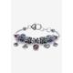 Women's Antique Silvertone Simulated Birthstone 8" Charm Bracelet by PalmBeach Jewelry in June