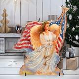 Designocracy American Freedom Angel Home & Outdoor Decor Lawn Art/Figurine Wood in Brown | 26 H x 32 W x 16 D in | Wayfair 8461021F-0107