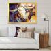 East Urban Home Power Longhorn Abstract - Picture Frame Print on Canvas Metal in Yellow | 30 H x 40 W x 1.5 D in | Wayfair