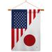 Breeze Decor American Japan Friendship - Impressions Decorative Dowel 2-Sided 40 x 40 in. Polyester Flag Set in Gray | 40 H x 28 W x 1 D in | Wayfair