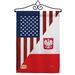 Breeze Decor American Polish Friendship Impressions Decorative 2-Sided Polyester Flag Set in Blue/Gray/Red | 18.5 H x 13 W x 1 D in | Wayfair