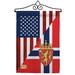 Breeze Decor American Norway Friendship Impressions Decorative 2-Sided Polyester Flag Set in Blue/Gray/Red | 18.5 H x 13 W x 1 D in | Wayfair