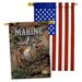 Breeze Decor 2 Piece US Marines Veteran Impressions Decorative 2-Sided Polyester 40 x 28 in. House Flag Set in Black/Brown | 40 H x 28 W in | Wayfair