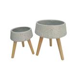 Corrigan Studio® Landreneau 2-Piece Ceramic Pot Planter Set Wood/Ceramic in Gray | 8 H x 15 W x 15 D in | Wayfair 0B8988E36EB6423C8CAB5003959135FE