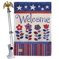 Breeze Decor Welcome Patriotic 2-Sided Polyester 4 x 3 ft. Flag Set in Blue/Gray | 40 H x 28 W x 4 D in | Wayfair