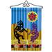 Breeze Decor Kokopelli Dream Impressions Decorative 2-Sided Polyester 19 x 13 in. Flag Set in Blue/Brown/Yellow | 18.5 H x 13 W x 1 D in | Wayfair