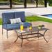 Charlton Home® Brigid 2 Piece Sofa Seating Group w/ Cushions Synthetic Wicker/All - Weather Wicker/Wicker/Rattan in Blue | Outdoor Furniture | Wayfair