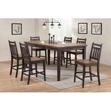 Red Barrel Studio® Mahowny 7 - Piece Counter Height Butterfly Leaf Solid Oak Dining Set Wood in Brown/Yellow | Wayfair