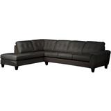 Black Sectional - Red Barrel Studio® Haussman 124" Wide Genuine Leather Sofa & Chaise Genuine Leather | 36 H x 124 W x 37 D in | Wayfair