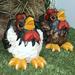 HomeStyles Country Critters Rooster "Lucky" & "Smylie" Whimsical Garden Statues Resin/Plastic in Black/Red/White | 6 H x 6.5 W x 6.5 D in | Wayfair
