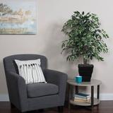 Mistana™ 4' Artificial Variegated Ficus Bush, Square Willow Basket Silk/Polyester/Wood in Brown | 48 H x 30 W x 30 D in | Wayfair MTNA2368 40416924