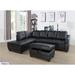 Black Reclining Sectional - Latitude Run® 96" Wide Faux Leather Sofa & Chaise w/ Ottoman Faux Leather | 34 H x 96 W x 72 D in | Wayfair