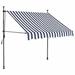 Arlmont & Co. Retractable Awning w/ Hand Crank & LEDs Sunshade Patio Shelter in Blue/White | 3 H x 59.1 W in | Wayfair