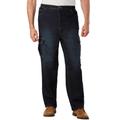 Men's Big & Tall Relaxed Fit Cargo Denim Look Sweatpants by KingSize in Dark Rinse (Size 9XL) Jeans