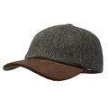 Borges & Scott Munro - Premium Baseball Cap - Harris Tweed and Nubuck Leather - Ivy Green Herringbone